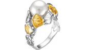 Серебряное кольцо Серебро России K-1391002RZ101-54583 с жемчугом, фианитами