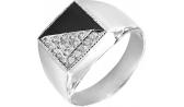 Мужская серебряная печатка перстень Серебро России K-2066R-52574 с ониксом, фианитами