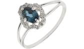 Серебряное кольцо Ювелирные Традиции K620-1584TL с топазом London Blue, фианитами