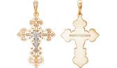 Женский золотой православный крест с распятием Ювелирные Традиции KR112-3884 с бриллиантом