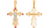 Женский золотой православный крестик с распятием Ювелирные Традиции Kr110-4006R с рубинами