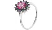 Серебряное кольцо Митра Ювелир R-1035-PT-ACZ-NLG-BR с розовым топазом, нанокристаллами, фианитами