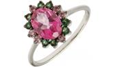 Серебряное кольцо Митра Ювелир R-1035-PT-NLG-PCZ-BR с розовым топазом, нанокристаллами, фианитами