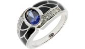 Серебряное кольцо Element47 by JV R06488-blue с эмалью, цирконием