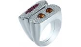 Серебряное наборное кольцо Element47 by JV R28027 с цирконием, ювелирным стеклом