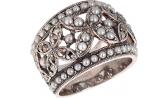 Серебряное кольцо Винтаж RKR040 с жемчугом, марказитами