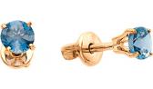 Золотые серьги-пусеты (гвоздики) Ювелирные Традиции S120-260TL с Лондон топазами