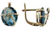 Золотые серьги Ювелирные Традиции S122-726TL с Лондон топазом, фианитами