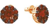 Золотые серьги-пусеты (гвоздики) Ювелирные Традиции S124-3980GR с гранатами