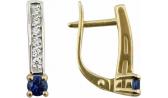 Золотые серьги Ювелирные Традиции S132-1158JUKRS с сапфиром, фианитами