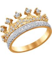 Золотое кольцо корона SOKOLOV 016630_s с фианитами
