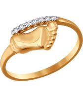 Ювелирное золотое кольцо на рождение ребенка SOKOLOV 016675_s с фианитами