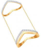 Золотое кольцо на две фаланги SOKOLOV 017060_s с фианитами