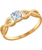 Золотое помолвочное кольцо SOKOLOV 017154_s с фианитами