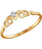 Золотое кольцо корона SOKOLOV 017323_s с фианитом