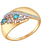 Золотое кольцо SOKOLOV 017344_s с фианитами