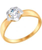 Золотое помолвочное кольцо SOKOLOV 017395_s с фианитом