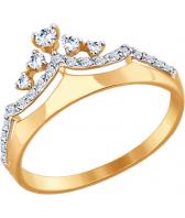 Золотое кольцо корона SOKOLOV 017413_s с фианитами