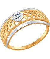 Женское золотое кольцо SOKOLOV 017484_s с фианитом