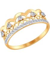 Золотое кольцо корона SOKOLOV 017579_s с фианитами
