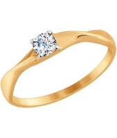 Золотое кольцо SOKOLOV 017599_s c фианитом