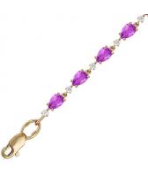 Золотой браслет цепь Эстет 01B311268 с аметистами, фианитами