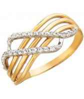 Золотое кольцо Эстет 01K115496 с фианитами