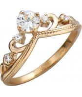 Золотое кольцо корона Эстет 01K117040 с фианитами