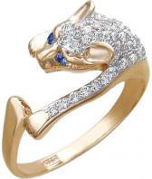 Золотое кольцо Эстет 01K215778-2 с фианитами, искусственной шпинелью