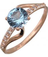 Золотое кольцо Эстет 01K217315-2 с искусственной шпинелью, фианитом