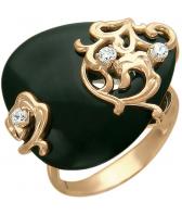 Золотое кольцо Эстет 01K416181 с фианитами, агатом