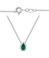 Серебряное колье Эстет 01L250988-3 c изумрудом, фианитом