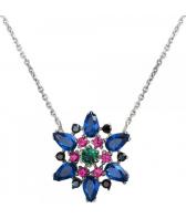 Серебряное колье-цепь с подвеской Эстет 01L251589-1 с фианитами