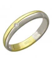 Золотое обручальное парное кольцо Эстет 01O680056 с бриллиантом
