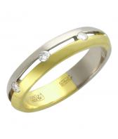 Золотое обручальное парное кольцо Эстет 01O680062 с бриллиантом