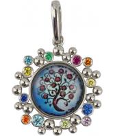 Серебряный кулон Эстет 01P252685BLU c изумрудом, рубином, ювелирным стеклом, корундами, cо шпинелью