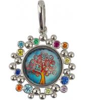 Серебряный кулон Эстет 01P252685LBLU c изумрудом, рубином, ювелирным стеклом, корундами, cо шпинелью