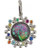 Серебряный кулон Эстет 01P252685PUR c изумрудом, рубином, ювелирным стеклом, корундами, cо шпинелью