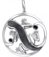 Серебряный кулон Эстет 01P258381CHR-1 c фианитом, черным фианитом