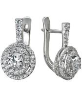 Серьги круглые из белого золота Эстет 01S125251 с фианитами