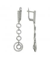 Длинные серьги из белого золота Эстет 01S125349 с фианитами