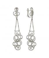 Длинные серьги из белого золота Эстет 01S127302 с фианитами