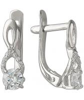 Серьги из белого золота Эстет 01S127385 с фианитами