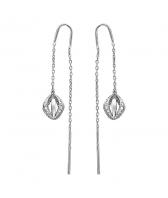 Серьги продевки из белого золота Эстет 01S127506 с фианитами