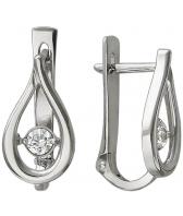 Серьги из белого золота Эстет 01S127958 с фианитами