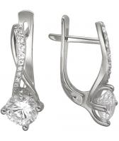 Серьги из белого золота Эстет 01S128527 с фианитами