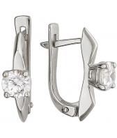 Серьги из белого золота Эстет 01S129295 с фианитами Swarovski