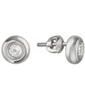 Серьги круглые из белого золота Эстет 01S129303 с фианитами Swarovski