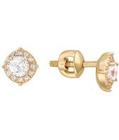 Золотые серьги-пусеты (гвоздики) Эстет 01S139309 с фианитами Swarovski