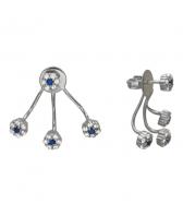 Двухсторонние серьги из белого золота Эстет 01S227292 с искусственной шпинелью, фианитами